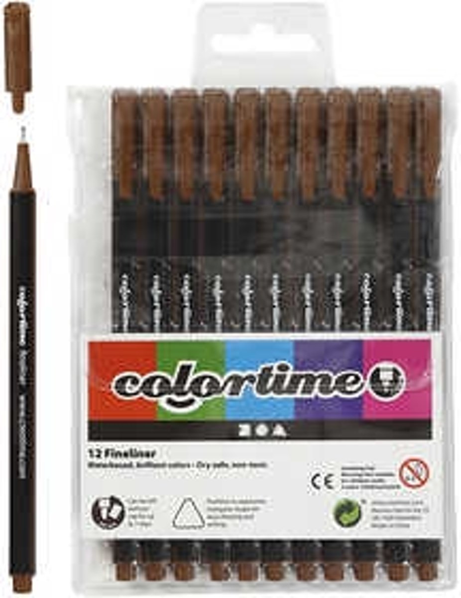 Colortime Fineliner, lijndikte: 0,6-0,7 mm, bruin, 12stuks [HOB-373642]